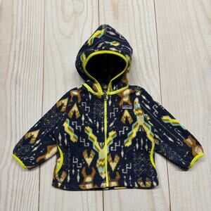 Patagonia Synchilla Cardigan Hoody Baby 6-12M Fleece Jacket Bear Fish Pattern